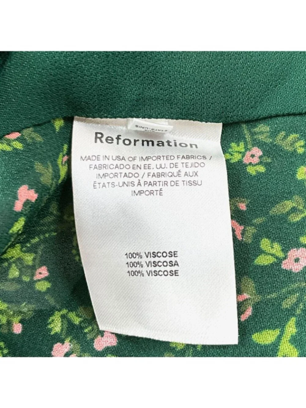 NWT Reformation Chase Top Womens 10 Green Floral Sweetheart Puff Sleeve Blouse